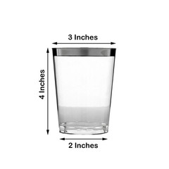 8 oz Plastic CLEAR SILVER Rim CUPS Disposable Tableware Party Wedding Supplies