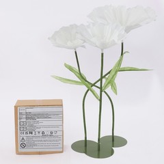 3 Pcs White Green Handmade Fake Corn Poppy Flower, Adjustable Stem Wedding Decor