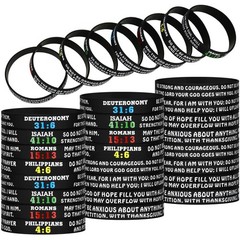 Sumind 32 Pieces Bible Verse Silicone Bracelets Bulk 2.3 Inch, [VARIOUS]