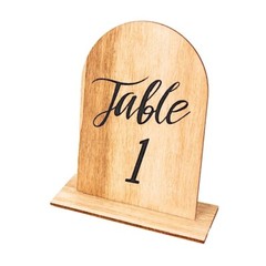 Natural 20 Rustic 4.5″ Wooden Arch Table Numbers 1-20 Set Removable Base Party