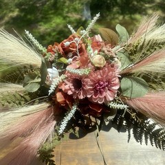 Bridal Wedding Bouquet Hand made Budget Friendly Faux Flowers White Pink Green