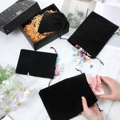 TIESOME 6 PCS Black Velvet Jewelry Pouches, 2 Sizes 5×7 & 6×9 inch Velvet Bags