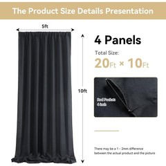 20x10FT Black Backdrop Curtains for Parties – 4 Panels 5x10FT Polyester Backd…