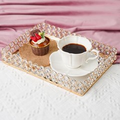Pcs Metal Crystal Mirror Tray – 11.»x8.1″ Table Centerpieces Tray, Multi 2 Gold