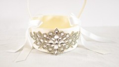 flower girl basket for wedding white shiny glass bling on side