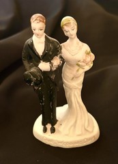 Antique Bisque Porcelain Wedding Cake Topper 1920’s