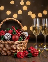 Pine Cone Christmas Winter Potpourri Bag with Red Berries and Glitter