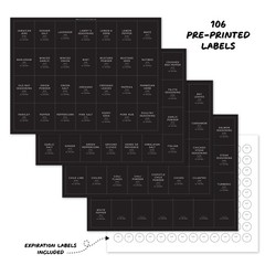 230 Black Spice Labels by ThreeKin | Waterproof & 1 inch in diameter,