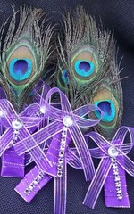 Peacock Feather Wedding BOUTONNIERE for Groom Groomsmen CORSAGE PROM Quinceañera