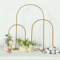 35″ Gold Metal Floral Chiara Arch Table Centerpiece with Rounded Top Wedding