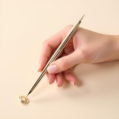 Gold Pen & Pen Stand Round Pen Holder – Metal Attached Desk – Signing Pen Set