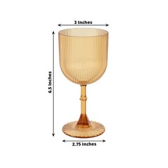 12 AMBER GOLD Plastic Wine Glasses Vintage Ribbed Pattern Events Decorations