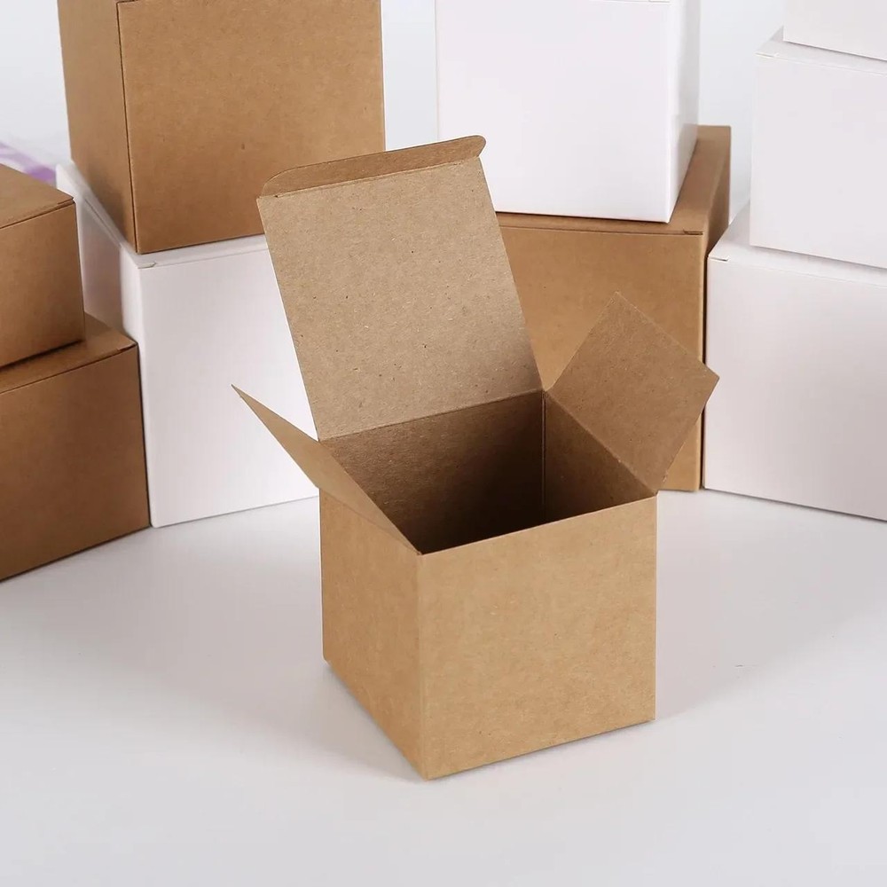 20/50pcs Square Folding Kraft Paper Box Black White Cardboard Box for Packaging