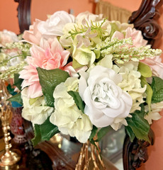 Pink Floral SweetheartTable Gold Centerpieces, Wedding Table Centerpieces