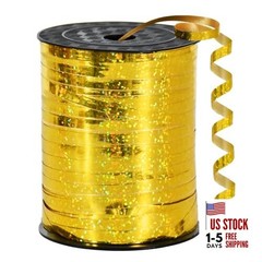 500 Yards Crimped Curling Ribbon Shiny Metallic Balloon String Roll Gift Gold