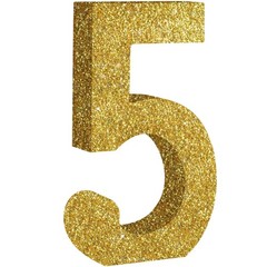 TONIFUL 7.8 Inch Gold Glitter Number 5 Wooden Table Centerpieces Gold-5