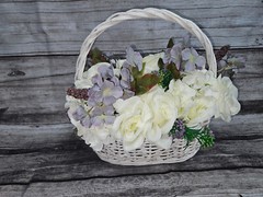Wedding Table Centerpieces, Floral Reception Centerpieces, Purple, Ivory, Roses