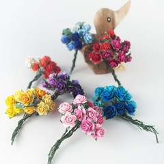 KADADSA 35 Color with 100 pcs Tiny Artificial Roses 15-18 mm, Multi