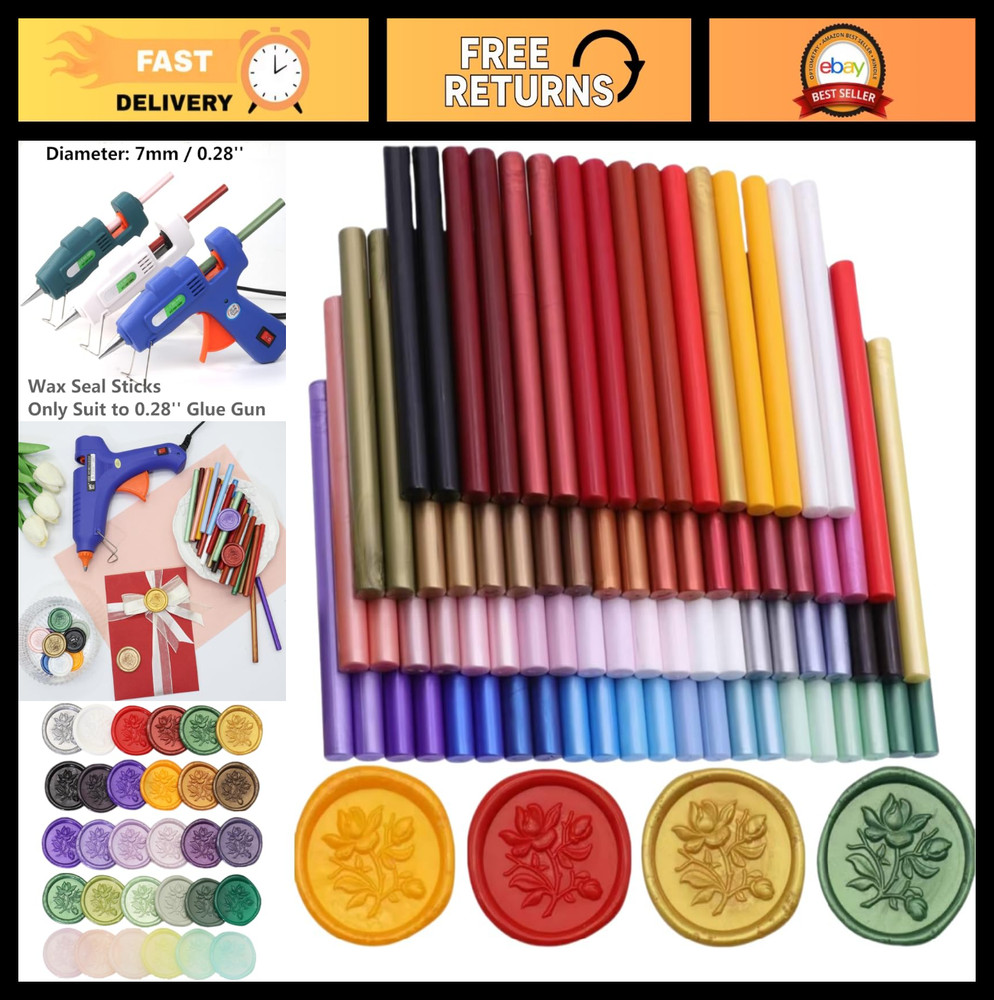 100 Pcs Assorted Color Sealing Wax Sticks for Wax Seal Stamp & Glue Gun – Perfec