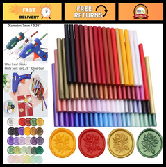 100 Pcs Assorted Color Sealing Wax Sticks for Wax Seal Stamp & Glue Gun – Perfec