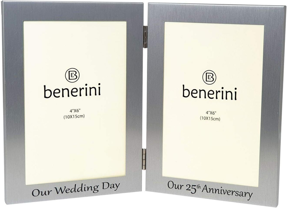 25Th Silver Wedding Anniversary Double Photo Frame – ‘Our Wedding Day’ & ‘Our 25