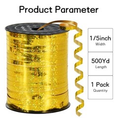 500 Yards Crimped Curling Ribbon Shiny Metallic Balloon String Roll Gift Gold