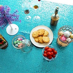 Sequin Tablecloth 50″ x 50″ Small Square Sparkly 50″ x 50″ (Square) Turquoise