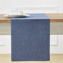 Solino Home Linen Table Runner 120 Inches Long – Athena, 100% Pure Linen Blue…
