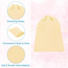 8Pcs Velvet Gift Bags 7 x 9″ Velvet Drawstring Jewelry Pouches Beige