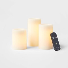 3pk 6″ x 3″ LED Flameless Black Wick Candle Cream – Threshold
