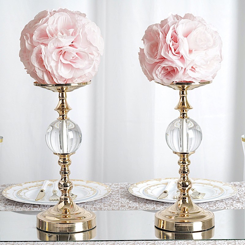2 BLUSH 7″ Silk Roses Flowers Kissing Balls Wedding Events Centerpieces