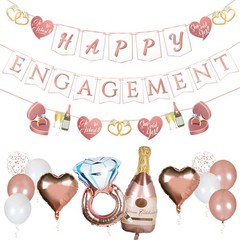 Pirese Rose Gold Happy Engagement Banner, Just Engaged