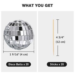 Yescom 20PCS 1.6″ Small Disco Ball Mirror Mini Hanging for Events Wedding Party