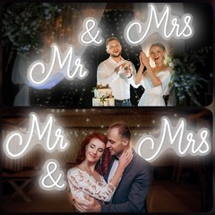 Kittmip Mr and Mrs Neon Sign for Wedding 36.81 x 10.24 Inch Neon Light LED
