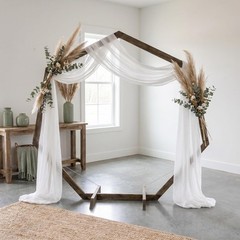 7ft Rustic Wedding Arch Wooden Heptagon with Simple Assembly Instructions