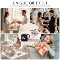 Mr and Mrs Mugs Set of 2 Coffee Mug 10 Ounce, Wedding Gift, His Mr & Mrs Set