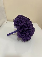 Artificial Flower Kissing Ball Purple Silk Rose Pomander for Wedding 1 Piece