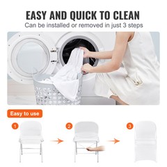 VEVOR 50PCS White Stretch Spandex Folding Chair Covers for Wedding Party Dining