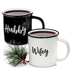 MAINEVENT Wifey Hubby Mugs Set of 2 Coffee Mug 11 Ounce, Husband Wife Gift, H…