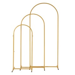 3pc Wedding Arch Gold Metal Backdrop Stand Flower Balloon Frame Party Decoration