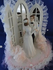 New Wilton Pink «Bridal Waltz» Wedding CakeTop, white ct/black suit, # 117-323