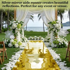 3.3×32.8ft Mirror Rug Aisle Runner for Wedding,Double Sided Bright Reflective…