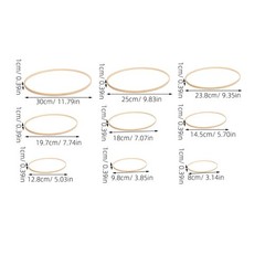 9Pcs Bamboo Craft Hoops Reusable Khaki Macrame Supplies for Hanging Wreaths