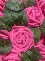 50pcs Artificial Flowers Real Looking Foam Roses Decoration DIY Pink