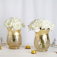 8 inches Gold Crackle Glass Candle Holders Vases Party Wedding Home Centerpieces