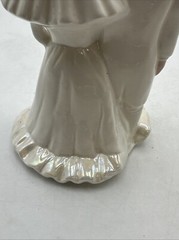 Vtg 1950’s Wedding Cake Topper 7” Bride & Groom Ceramic Iridescent Dress Pink