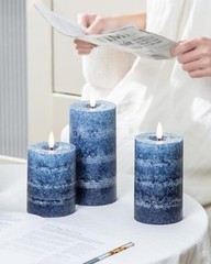 Flameless Candles with Remote and Timer, Real Wax Made LED Gradient Navy Blue