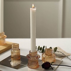 GOLD 6 Round 3″ Mini Ribbed Glass Taper CANDLE HOLDERS Centerpieces Party Events