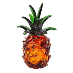 Modern Murano Style Art Glass Colorful Centerpiece Glass Pineapple, 8 Inches
