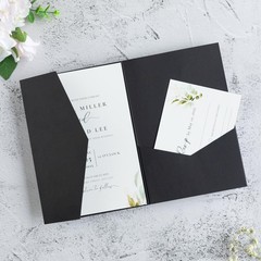 FEIYI 20 PCS Black Tri-fold Laser Cut Wedding 5.12 x 7.1 inches,